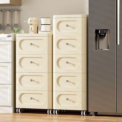 抽屉收纳柜家用客厅零食玩具储柜卧式室床头物柜夹缝带轮置物柜子