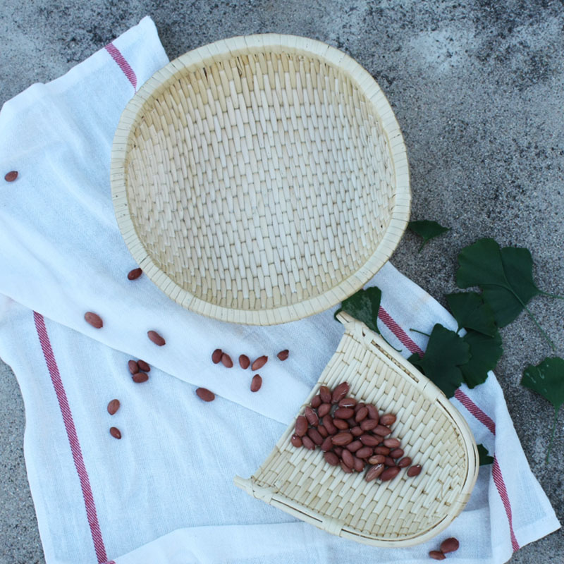 藤编柳编小笸箩收纳筐馒头水果干货针线筐小箩筐R小圆筐婚嫁鞋框