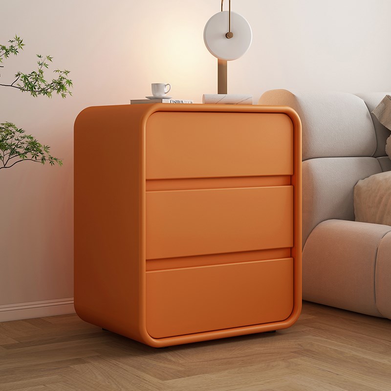 轻奢三抽床头柜简约现代小型创意家用卧室L床边柜白色奶油风储物