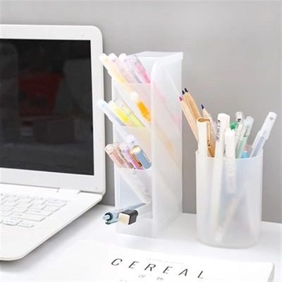 桌面收纳盒透明笔筒磨砂简约大容量斜插式多功能女办公室学生文具
