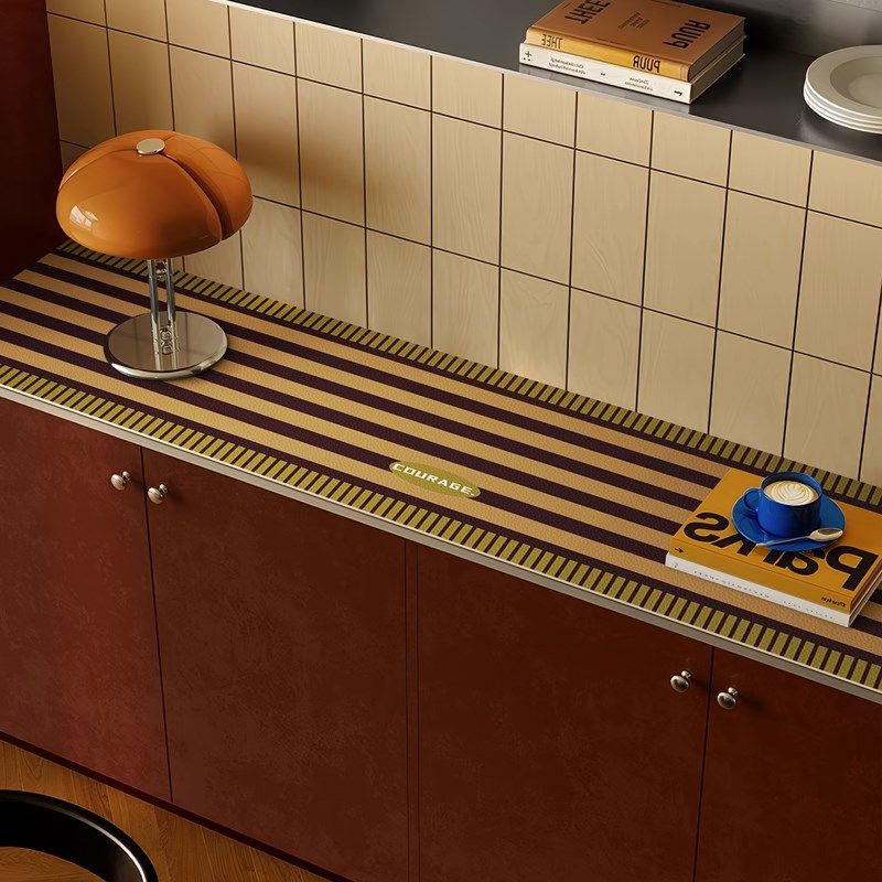 中古风餐边柜桌垫防水防油免洗可擦桌布家用电视柜玄关鞋柜保护垫