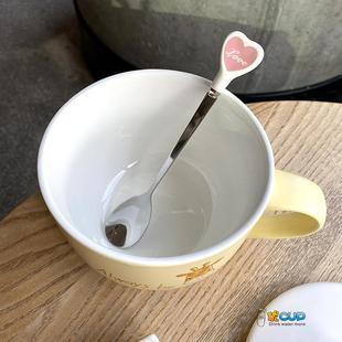 牛奶杯马克杯陶瓷早餐杯可微波家用带盖勺燕麦片大容量少女心学生