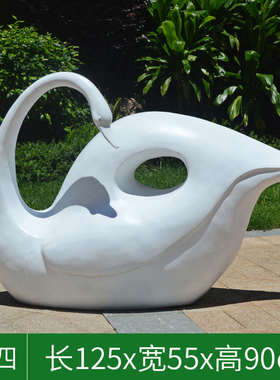 抽象艺术定制玻璃钢天鹅雕塑花园展馆小区售楼部落地动物摆件美陈