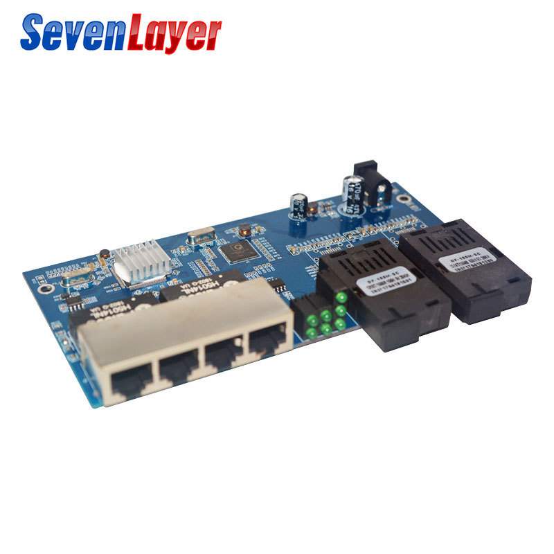 千兆2光4电交换机收发器2SFP Switch PCBA 2 SC光模块4Lan 2SFP4E