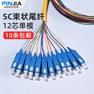 sc尾纤方口SC束状尾纤12芯12色单模尾纤熔纤盘光纤尾纤Lc单模双芯