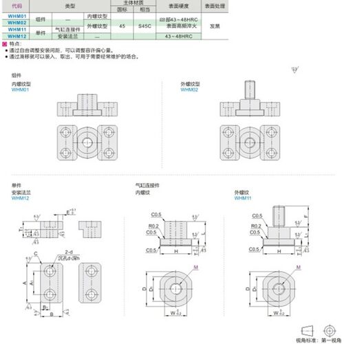 气缸连接件 浮动接头 WHM01/02/u11/12-M6/M8/M10/M14/D18/M20/M2