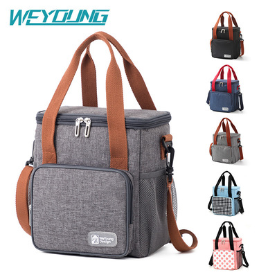 韩版加厚圆形饭盒袋便当包加高方形保温包手提冰包户外保鲜午餐包