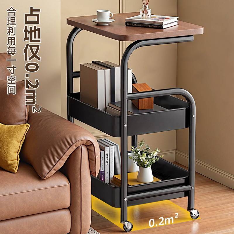 中古动移小推车收架纳沙置物架床客可厅50227发边几茶几头柜零收
