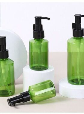 绿色斜肩卸妆油泵50/100/150/200ML毫升按压精油乳液塑料包材