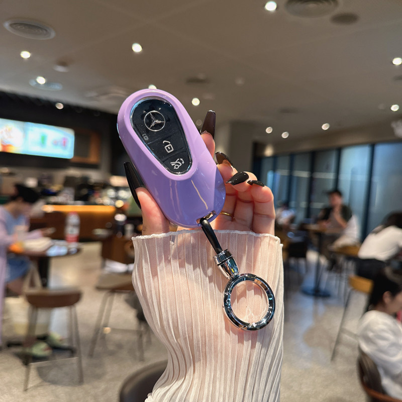 适用奔驰c260I钥匙套24款E300L/glc260/新c级汽车 女士保护包壳扣