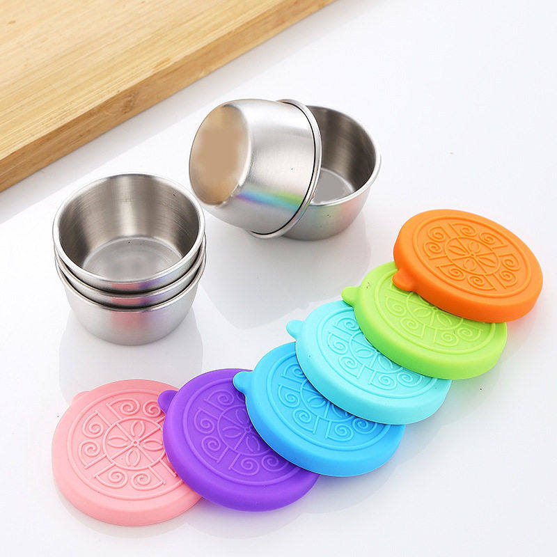 亚马逊304不锈钢蘸料碟酱汁杯防漏带盖子户外便携密封调味小碟子,餐饮具,碟,淘宝优惠券,粉丝福利购,淘宝优惠卷