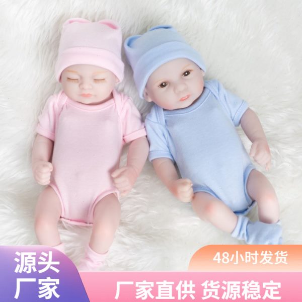10寸逼真重生洋娃娃婴儿闭眼收藏道具软胶过家家手办玩具28CM