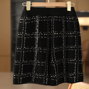 高腰半裤100纯羊毛格子短裤女秋冬季新款外穿加厚a字裤复古裤靴裤