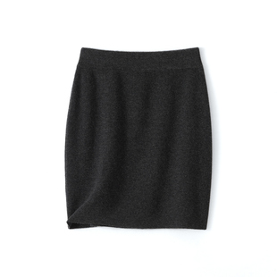 春秋冬新款100纯羊毛针织半身裙女高腰显瘦百搭针织短款A字包臀裙