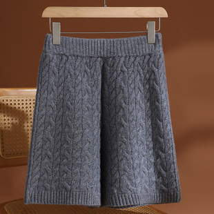 女高腰显瘦百搭休闲宽松直筒裤 五分裤 100纯羊毛针织短裤 秋冬新款