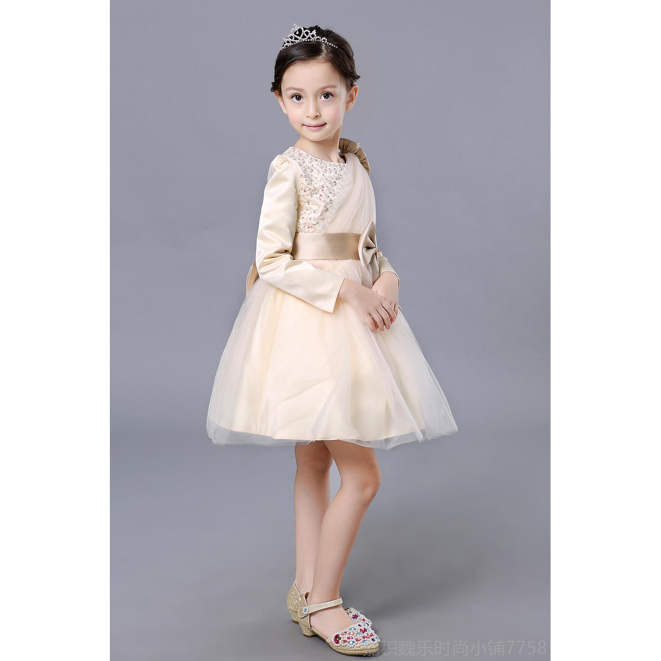 高档童蓬装连衣裙女蓬童公主花童礼服婚纱裙儿童裙演出表演裙舞裙