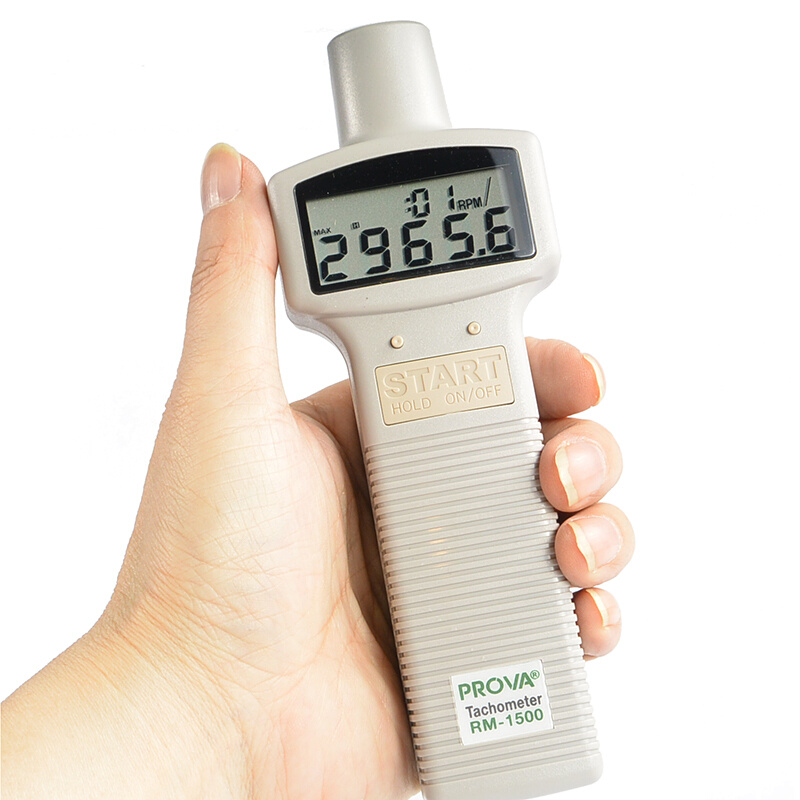 。进口台湾泰仕RM1500手持高精度接触式光电式两用数字测速转速表
