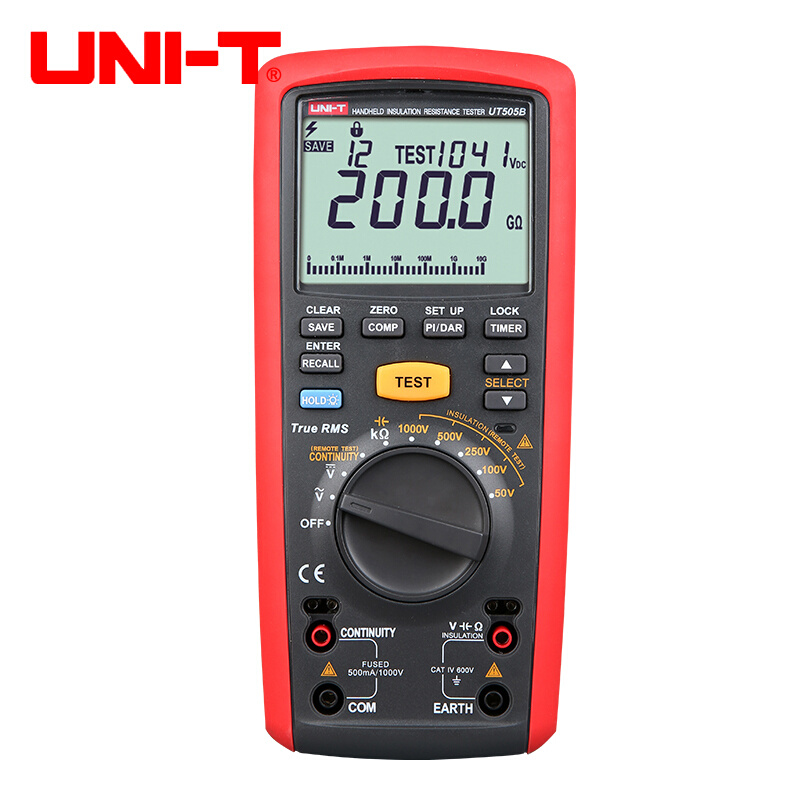 。优利德工业品UT505A/UT505B手持式绝缘电阻测试仪一键式数字摇