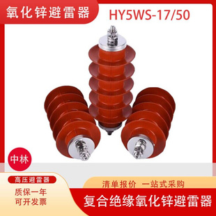 。氧化锌避雷器10KV高压避雷器HY5WS-17/50复合绝缘一体式防雷器