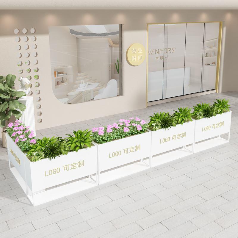 简约户外铁艺花箱咖啡餐厅隔断围栏栅栏网格屏风装饰白色花架花槽