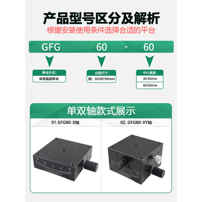 。X轴角度倾斜滑台手动弧度精密微调位移平台正负调节测角仪GFG60