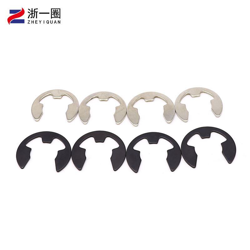 304不锈钢开口挡圈65锰钢e型卡簧圈垫片垫圈e形卡扣卡环套装GB896