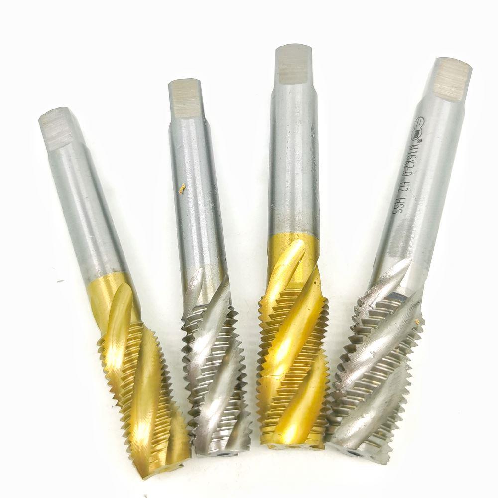 螺旋槽机用丝锥M14M16M18X2.5 2 1.5盲孔镀钛黄色6542高速钢粗细