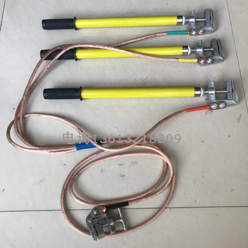。携带型短路接地线JDX-NL-10KV螺旋母排接地棒接地线25mm2-3米厂