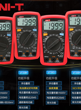 。优利德UT89XD高精度智能数字万用表家用电工维修UT890D/33+防烧