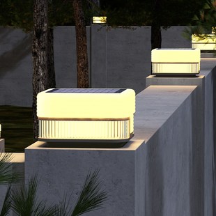 太阳能围墙灯圆形柱子灯户外庭院灯防水门柱灯大门灯别墅柱头灯