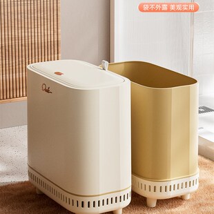 气压吸附垃圾桶简约带盖大容量卫生间夹缝垃圾桶可移动带轮垃圾筒