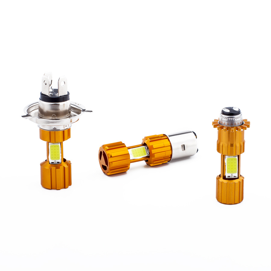 摩托车大灯COB 3面发光高亮60WH4远近光 HM6 BA20D双爪单爪射灯
