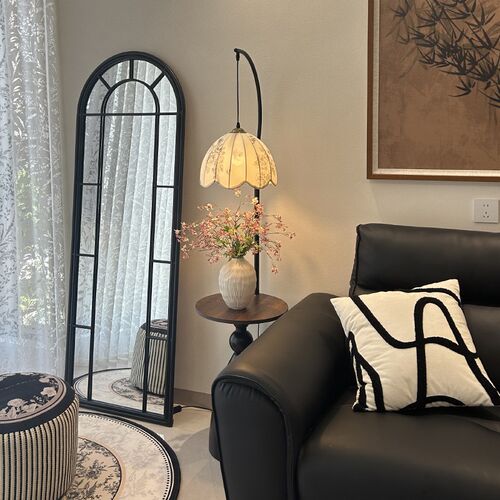 法式复古茶几落地灯客厅卧室沙发边几中古风置物架床头柜台灯一体