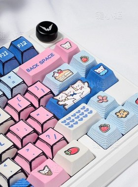 漫画风小猫键帽可爱女生适配wooting60迈从Ace68前行者X87狼蛛F98