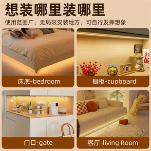 人体感应灯人来即亮悬浮床低鞋柜玄关无线免安装插电自粘LED灯条