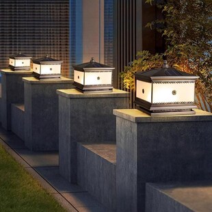 柱头灯太阳能接电两用户外防水别墅大门围墙门柱灯庭院灯中式全铜