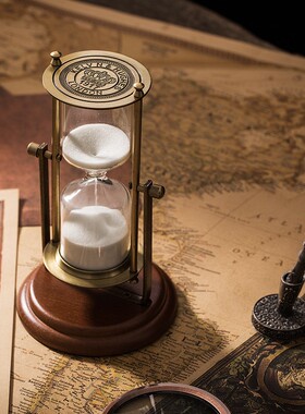 沙漏计时器创意金属摆件生日礼物复古书房客厅家居装饰生日礼物