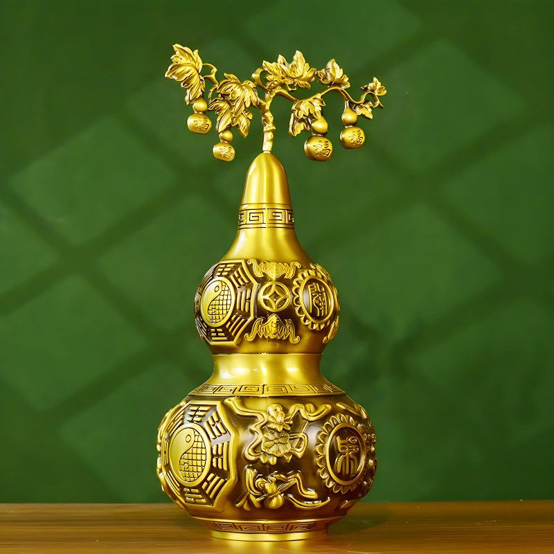 纯黄铜招财八卦铜葫芦摆件室内桌面八宝开盖空心铜天医福禄工艺品,家居饰品,装饰摆件,淘宝优惠券,粉丝福利购,淘宝优惠卷