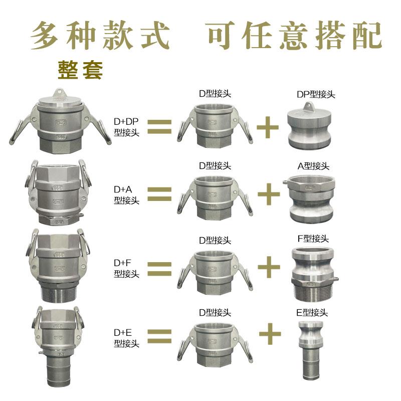 不锈钢快速接头卡扣式A+D型DE型内螺纹插管加油站水泵洒水车快接