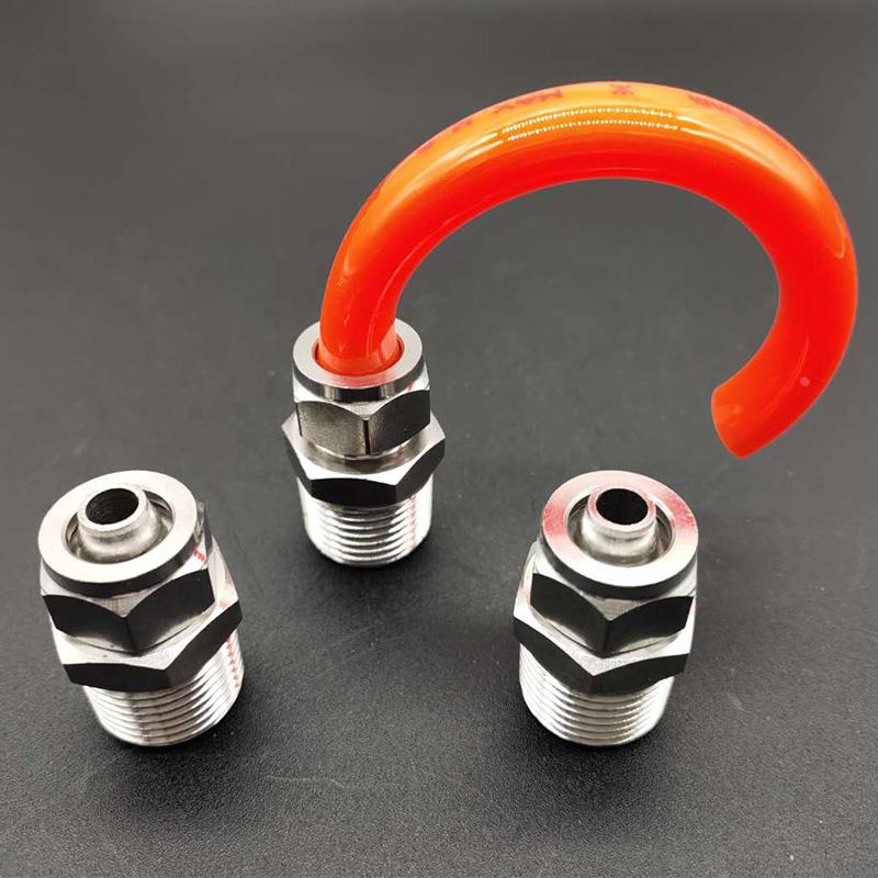 304不锈钢快拧直通 软管四氟管 PU PE气管快速快插锁紧式终端接头