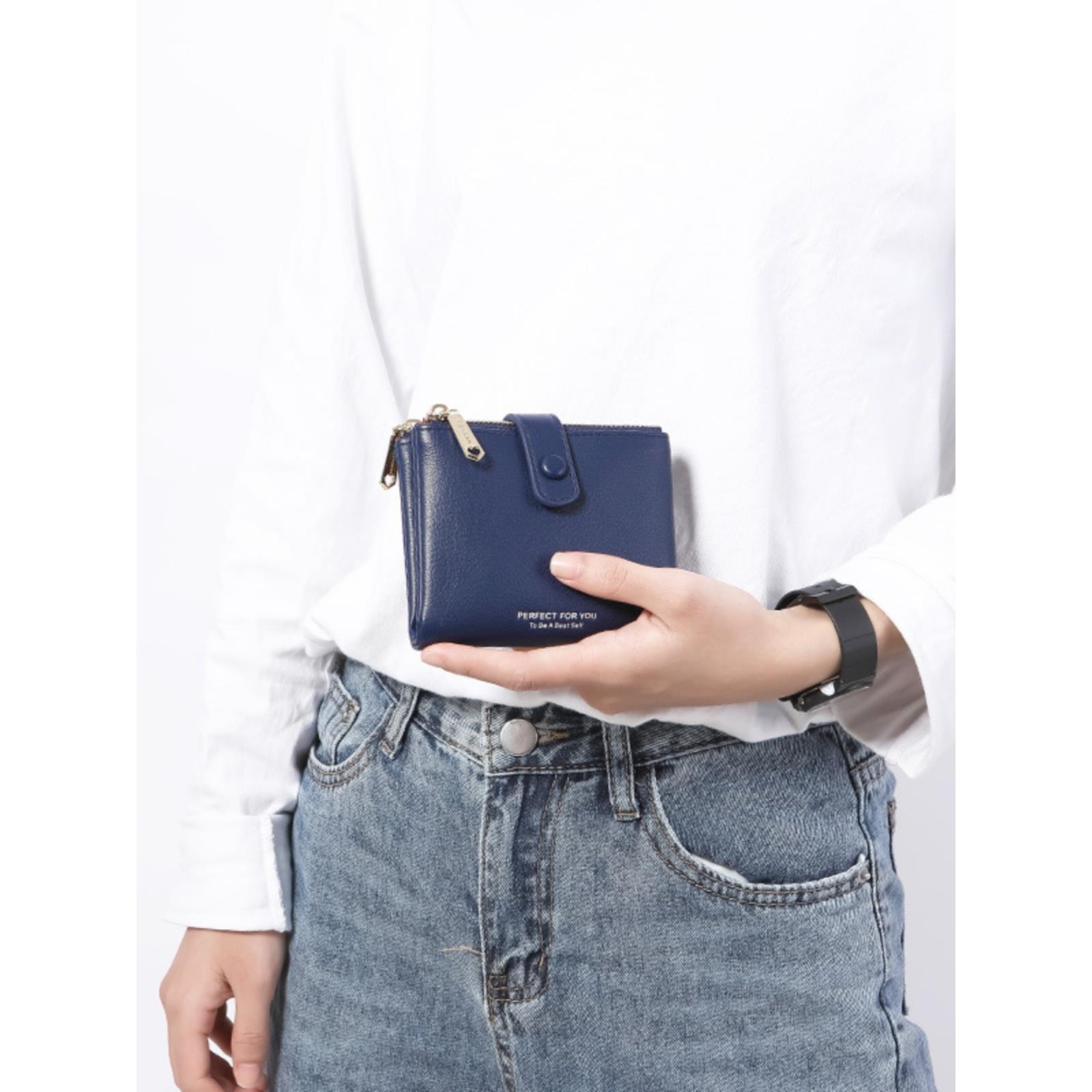 钱包女短款欧美大容量钱夹双拉链零皮夹软皮简约2023新款卡包简约