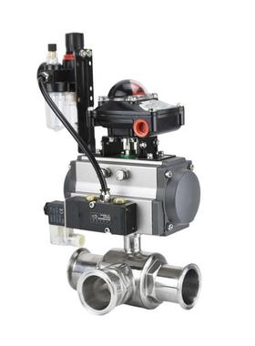 Q685F卫生级304不锈钢卡箍快装式气动三通球阀L/T型转向阀分流阀