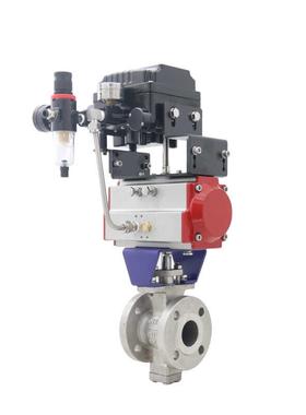 VQ647H/Y-16P高温蒸汽304不锈钢法兰比例式调节气动V型球阀切断阀