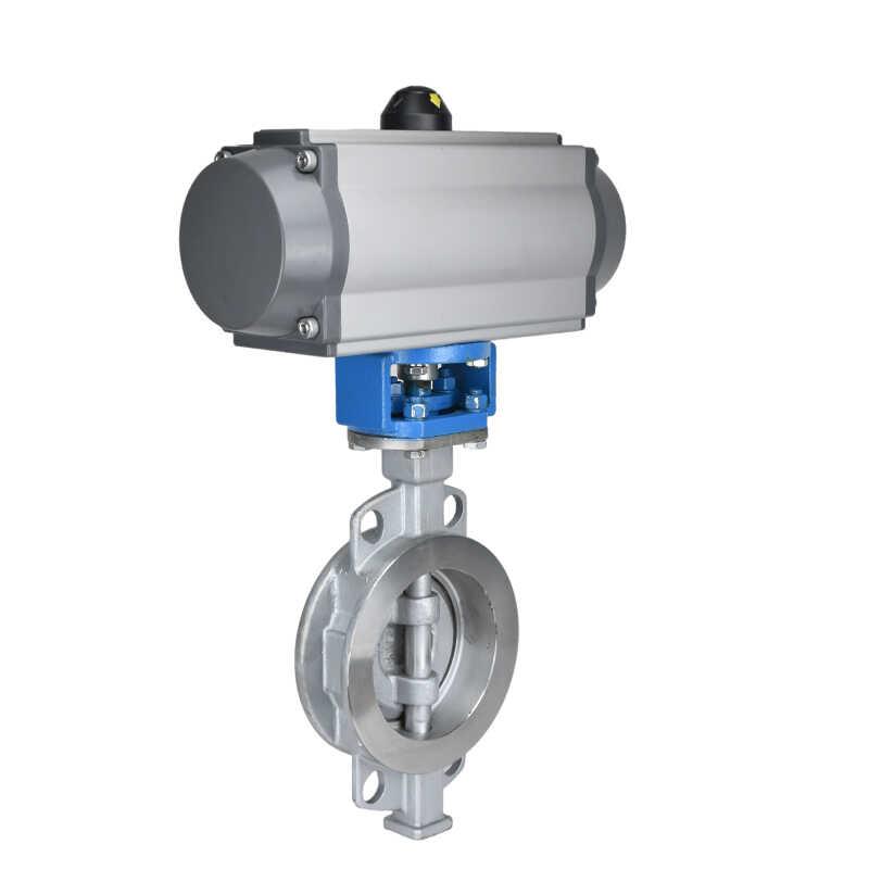 ANSI美标D673W-150LBP高温蒸汽不锈钢对夹式三偏心气动硬密封蝶阀