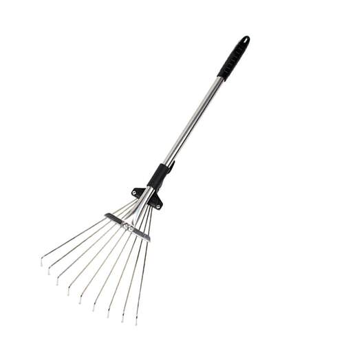 搂草耙子农具扫树叶扒草神器园艺工具草坪落叶不锈钢伸缩钉耙家用