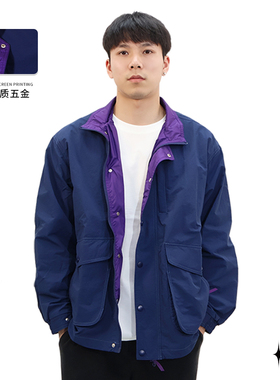 BLNK街头潮牌日系复古立领防水防风夹克休闲百搭宝蓝色男士外套