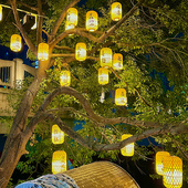 饰树灯户外竹编挂树灯笼防水可淋雨吊树灯 网红围炉煮茶小院氛围装