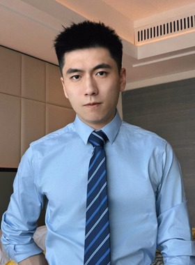 NEAT YEP涤纶丝藏青天蓝色条纹领带商务正装配饰