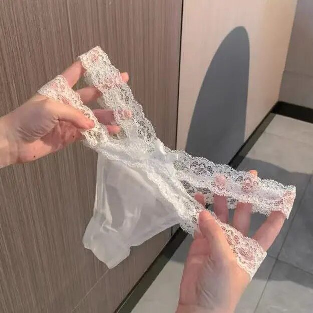 法式时尚纯欲性感火辣女士蕾丝丁字裤蝴蝶结交叉细带轻薄透气内裤