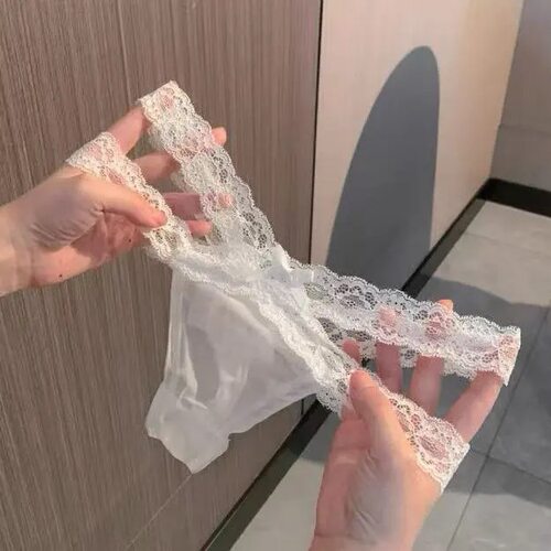 法式时尚纯欲性感火辣女士蕾丝丁字裤蝴蝶结交叉细带轻薄透气内裤